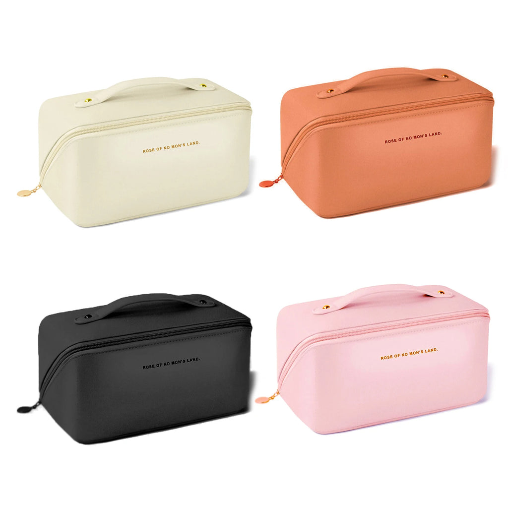 Bolsa de Maquillaje Grande de Viaje – Neceser Impermeable PU con Compartimentos
