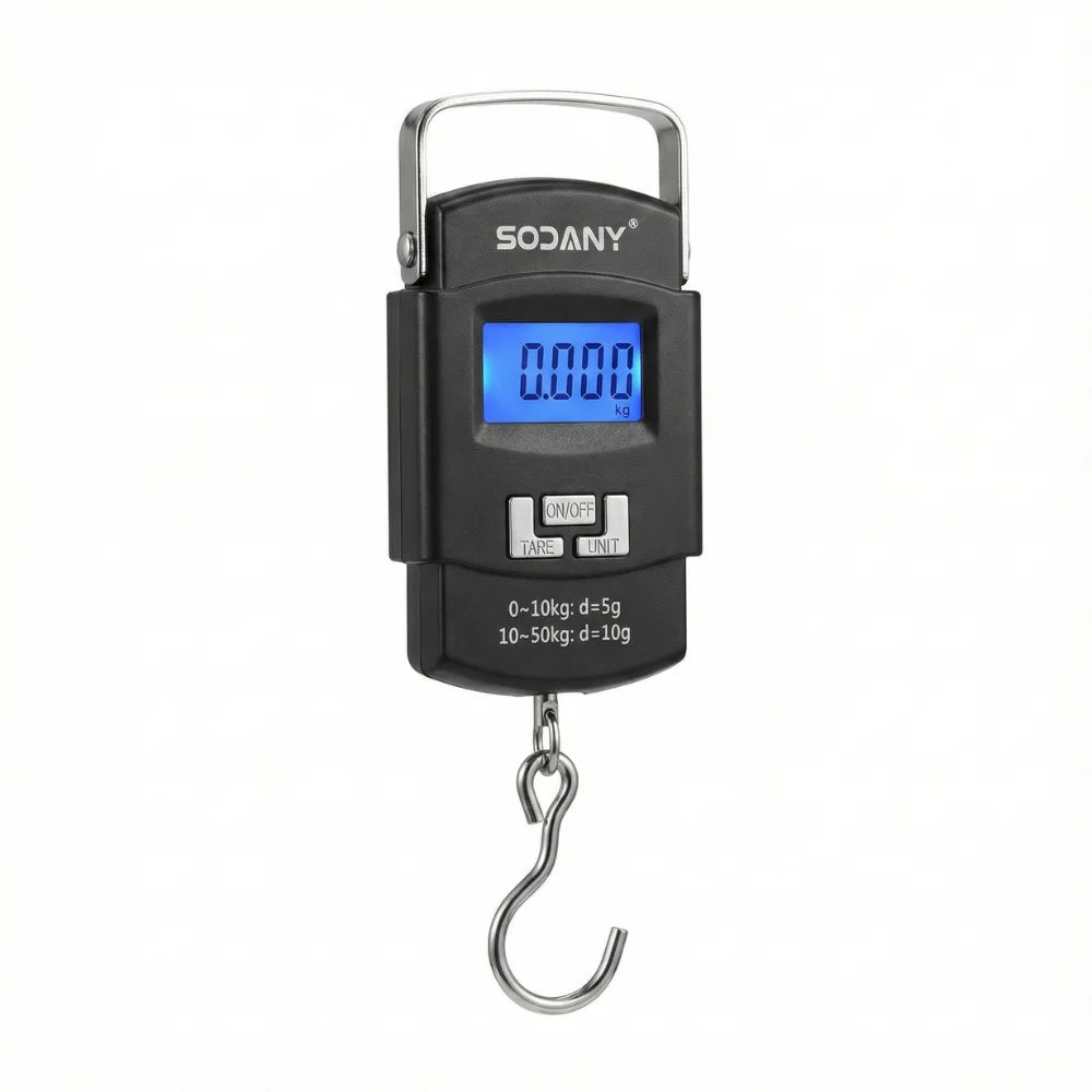 Báscula Digital para Maletas 50kg – Portátil con Pantalla LCD y Función Tara