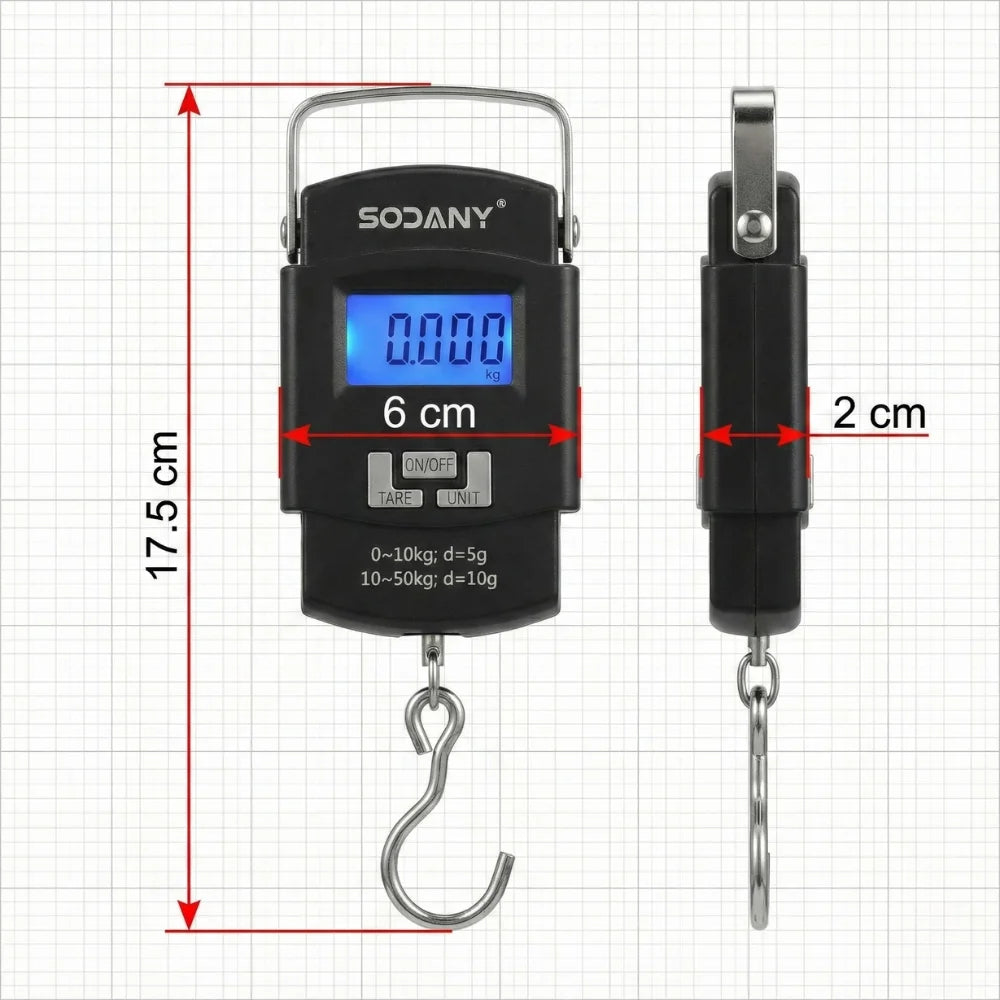 Báscula Digital para Maletas 50kg – Portátil con Pantalla LCD y Función Tara