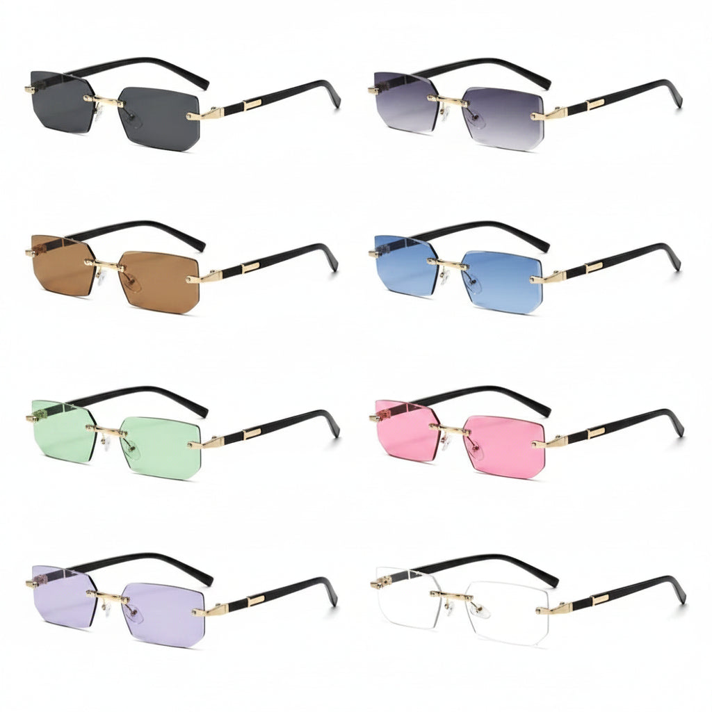 Gafas de Sol Rectangulares Sin Montura – Estilo Vintage Y2K Unisex con Protección UV400