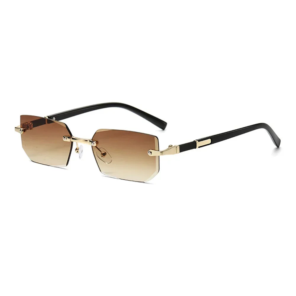 Gafas de Sol Rectangulares Sin Montura – Estilo Vintage Y2K Unisex con Protección UV400