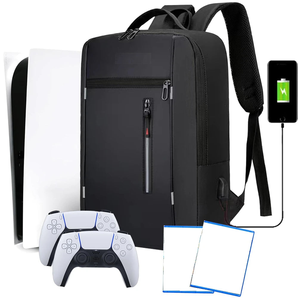 Mochila Multifuncional con Puerto USB – Bolsa de Viaje y Almacenamiento para Consolas