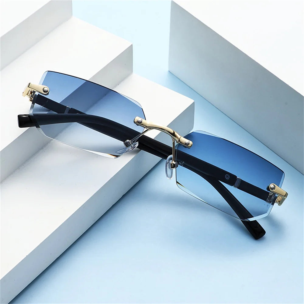 Gafas de Sol Rectangulares Sin Montura – Estilo Vintage Y2K Unisex con Protección UV400